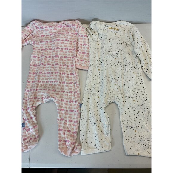 Lot of 2 Magnetic Me 6-9 mos Baby Girl Sleeper Footie Pajama stars elephants - Picture 5 of 8